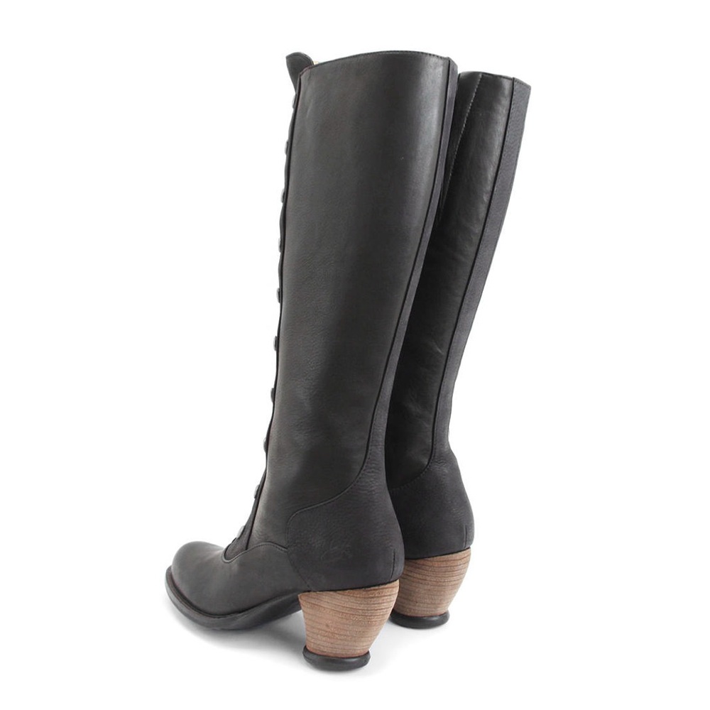 John Fluevog Dallas Black Tall Boots with Studded Shaft - Picture 5 of 16